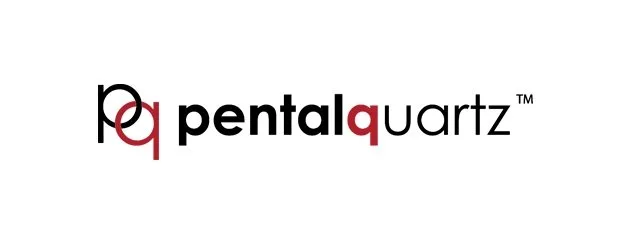 PentalQuartz logo with black lettering and a red accent