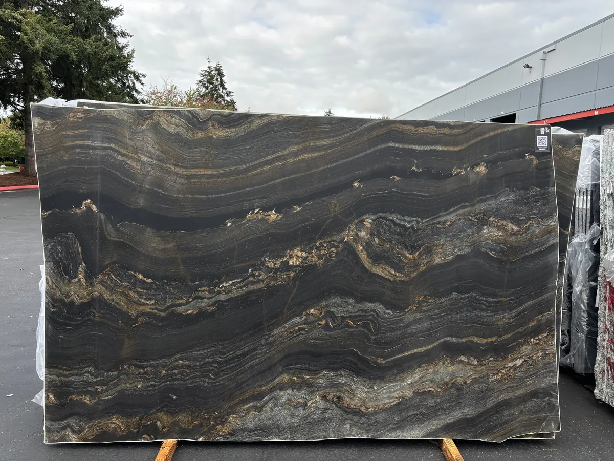 Nero Wood 3cm Leathered slab at Easy Stones Seattle